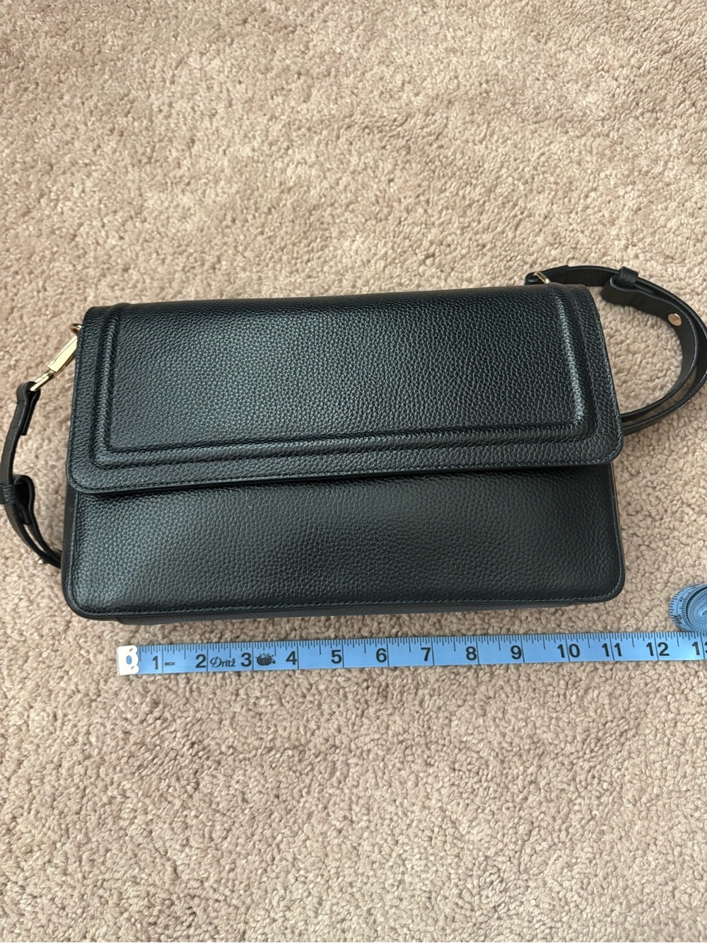 Black Pebbled Leather Shoulder Clutch